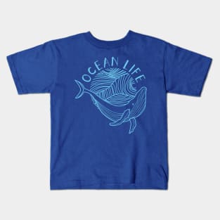 Ocean Life Whale Line art Kids T-Shirt